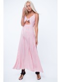 Maxi dress with ties, light pink ZZ338 - Online store - Boutique